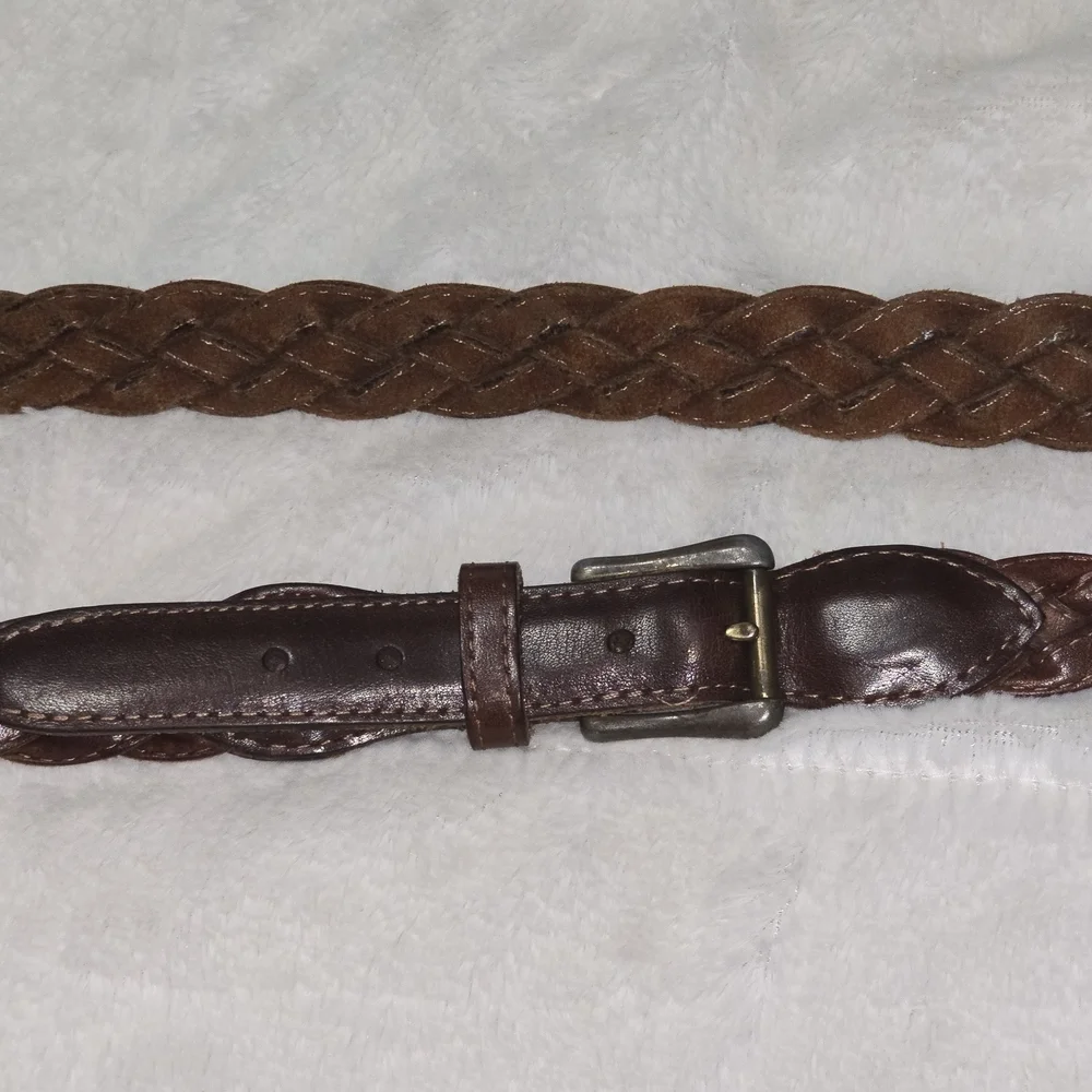 Vintage Women's Braided Leather Belt - Dark Brown Xl